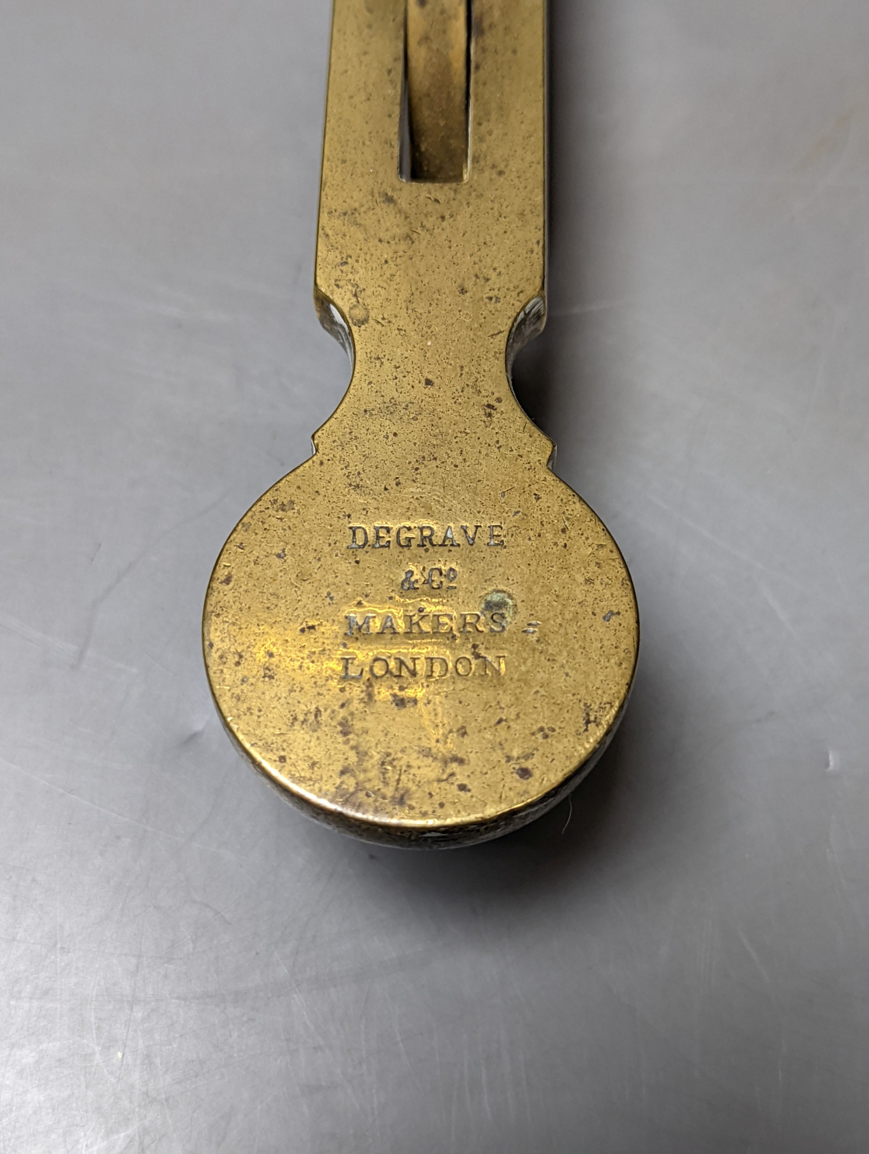 A pair of DeGrave & Co., London brass beam scales 59cm